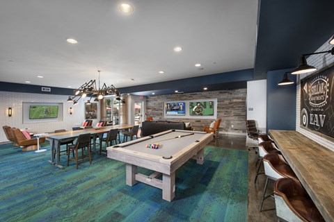 a recreation room with a pool table and ping pong table Marley EAV, Atlanta, GA, 30316